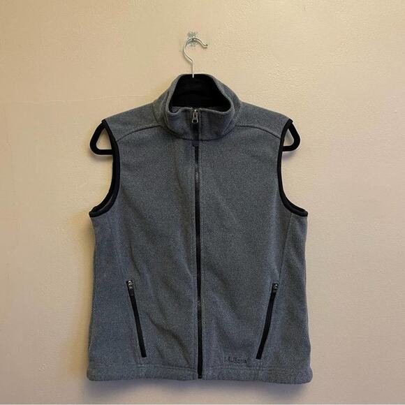 L.L. Bean S gray turtleneck vest fleece zipper - Picture 1 of 7